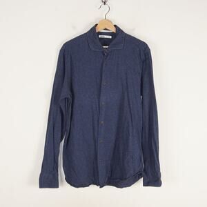 Maurizio Baldassari Blue Cotton Flannel Long Sleeve Button Down Shirt Sz XL